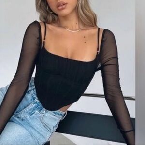 White Fox More Than Basic Long Sleeve Bustier Black